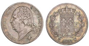 2 francs Louis XVIII buste nu 1823 W (Lille) 2 francs Louis XVIII buste nu 1823 W (Lille)