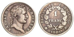 1 franc Napoléon revers République 1808 MA (Marseille) 1 franc Napoléon revers République 1808 MA (Marseille)