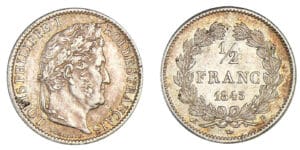 1/2 franc Louis-Philippe I 1845 B (Rouen) 1/2 franc Louis-Philippe I 1845 B (Rouen)