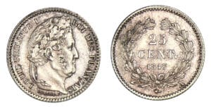 25 centimes Louis-Philippe I 1847 A (Paris) 25 centimes Louis-Philippe I 1847 A (Paris)