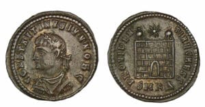 Constantin II - Nummus (328/29, Cyzique) Porte de camp