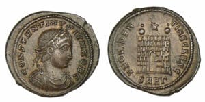Constantin II - Nummus (327/29, Héraclée) Porte de camp