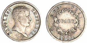 1/4 franc Napoléon I tête nue - Tête de nègre 1807 A (Paris) 1/4 franc Napoléon I tête nue - Tête de nègre 1807 A (Paris)