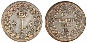 Un décime Louix XVIII 1815 BB. (Strasbourg) Un décime Louix XVIII 1815 BB. (Strasbourg)