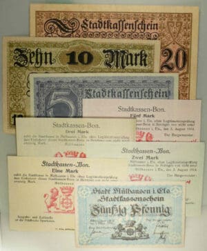 Mulhouse - Lot de 8 billets 1918