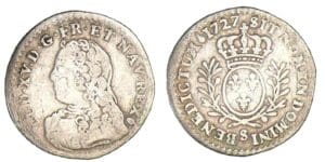 Louis XV - Dixième d'écu aux branches d'oliviers 1727 S (Reims) Louis XV - Dixième d'écu aux branches d'oliviers 1727 S (Reims)