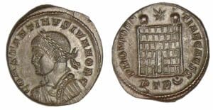 Constantin II - Nummus (324-330, Trèves) Porte de camp