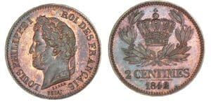 2 centimes Louis-Philippe 1842 - Essai. 2 centimes Louis-Philippe 1842 - Essai.