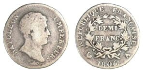 1/2 franc Napoléon Empereur 1806 A (Paris) 1/2 franc Napoléon Empereur 1806 A (Paris)