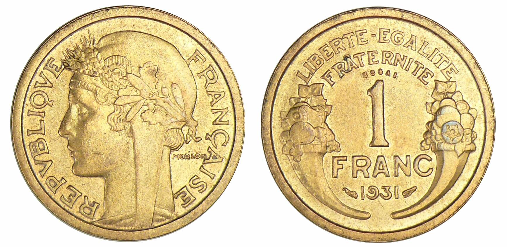 1 franc Morlon bronze-alu 1931 - Essai 1 franc Morlon bronze-alu 1931 - Essai