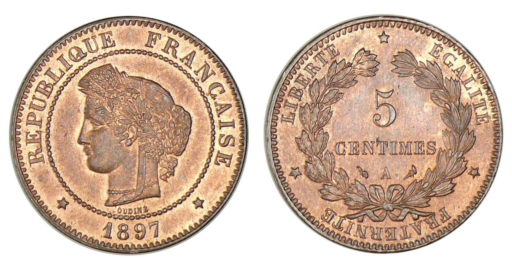 5 centimes Cérès 1897 A torche (Paris) 5 centimes Cérès 1897 A torche (Paris)