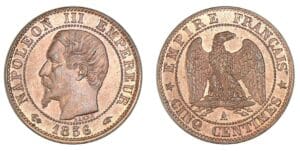 5 centimes Napoléon III tête nue 1856 A (Paris) 5 centimes Napoléon III tête nue 1856 A (Paris)
