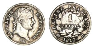 1 franc Napoléon revers Empire 1813 H (La Rochelle) 1 franc Napoléon revers Empire 1813 H (La Rochelle)