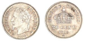 20 centimes Napoléon III tête laurée grand module 1868 A (Paris) 20 centimes Napoléon III tête laurée grand module 1868 A (Paris)