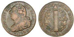 2 sols au faisceau type FRANCAIS 1793 BB (Strasbourg)