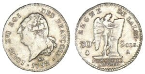 30 sols type FRANCOIS 1791 A 2ème semestre (Paris)
