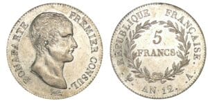 5 francs Bonaparte Premier Consul An 12 A (Paris) 5 francs Bonaparte Premier Consul An 12 A (Paris)