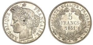 5 francs Cérès 1851 A (Paris) 5 francs Cérès 1851 A (Paris)