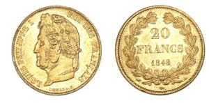 20 francs Louis-Philippe I tête laurée 1848 A (Paris) 20 francs Louis-Philippe I tête laurée 1848 A (Paris)