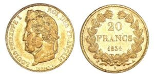 20 francs Louis-Philippe I tête laurée 1834 A (Paris) 20 francs Louis-Philippe I tête laurée 1834 A (Paris)