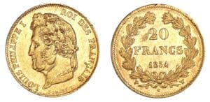 20 francs Louis-Philippe I tête laurée 1834 W (Lille) 20 francs Louis-Philippe I tête laurée 1834 W (Lille)