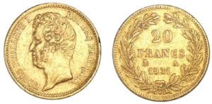 20 francs Louis-Philippe I tête nue tranche en relief 1831 A (Paris) 20 francs Louis-Philippe I tête nue tranche en relief 1831 A (Paris)