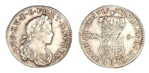 Louis XV - Sixième d'écu de France-Navarre 1719 B (Rouen) Louis XV - Sixième d'écu de France-Navarre 1719 B (Rouen)