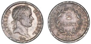 2 francs Napoléon revers République 1808 A (Paris) 2 francs Napoléon revers République 1808 A (Paris)