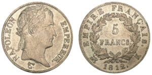 5 francs Napoléon revers Empire 1812 K (Bordeaux) 5 francs Napoléon revers Empire 1812 K (Bordeaux)
