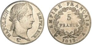 5 francs Napoléon revers Empire 1813 A (Paris) 5 francs Napoléon revers Empire 1813 A (Paris)