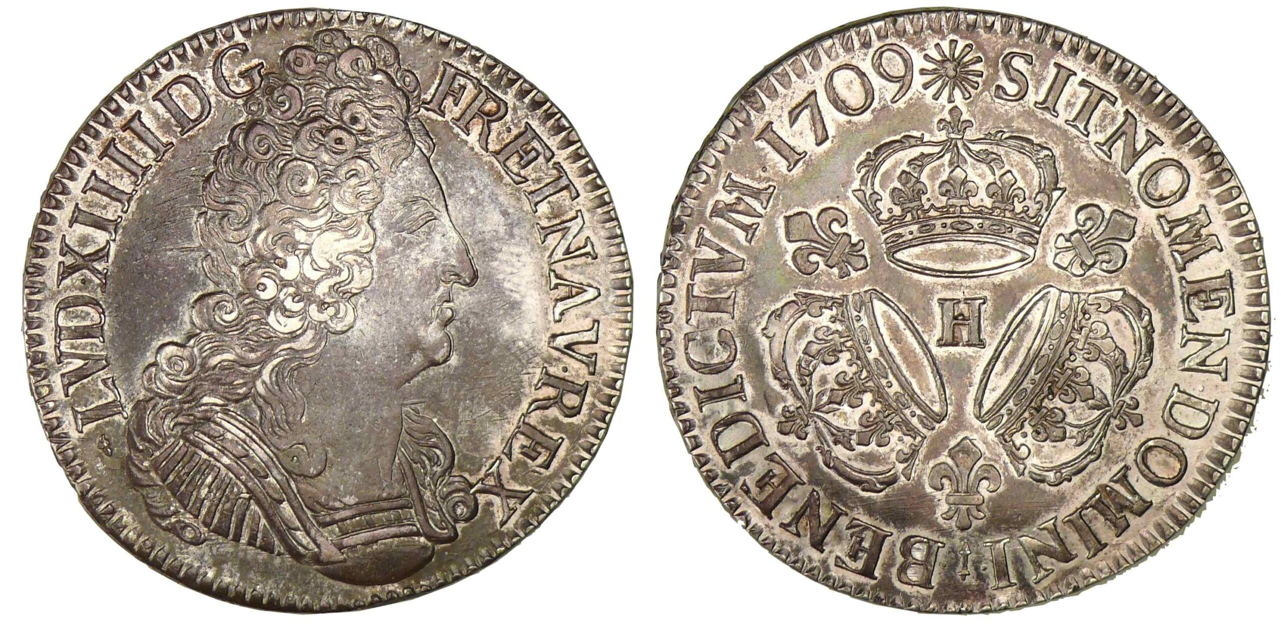 Louis XIV - Ecu aux trois couronnes 1709 H (La Rochelle) Louis XIV - Ecu aux trois couronnes 1709 H (La Rochelle)
