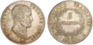 5 francs Bonaparte Premier Consul An XI A (Paris) 5 francs Bonaparte Premier Consul An XI A (Paris)