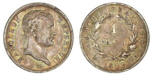 1 franc Napoléon revers Empire 1809 A (Paris) 1 franc Napoléon revers Empire 1809 A (Paris)