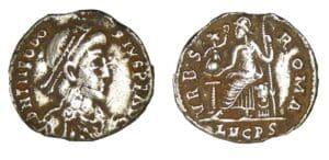 Théodose 1er - Silique (383-388, Lyon) Rome assise