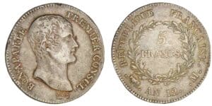 5 francs Bonaparte Premier Consul An X12 M (Toulouse) 5 francs Bonaparte Premier Consul An X12 M (Toulouse)