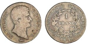 1 franc Napoléon Empereur An 13 Q (Perpignan) 1 franc Napoléon Empereur An 13 Q (Perpignan)