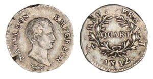 1/4 franc Napoléon Empereur An 12 T (Nantes) 1/4 franc Napoléon Empereur An 12 T (Nantes)
