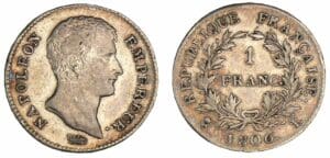 1 franc Napoléon Empereur 1806 L (Bayonne) 1 franc Napoléon Empereur 1806 L (Bayonne)