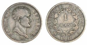 1 franc Napoléon I tête nue - Tête de nègre 1807 A (Paris) 1 franc Napoléon I tête nue - Tête de nègre 1807 A (Paris)