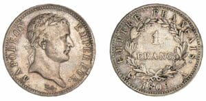 1 franc Napoléon revers Empire 1809 A (Paris) 1 franc Napoléon revers Empire 1809 A (Paris)