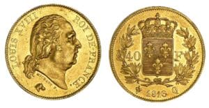 40 francs Louis XVIII buste nu 1816 Q (Perpignan) 40 francs Louis XVIII buste nu 1816 Q (Perpignan)