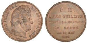 Module de la 5 francs - Visite de la monnaie de Rouen 1831 Module de la 5 francs - Visite de la monnaie de Rouen 1831
