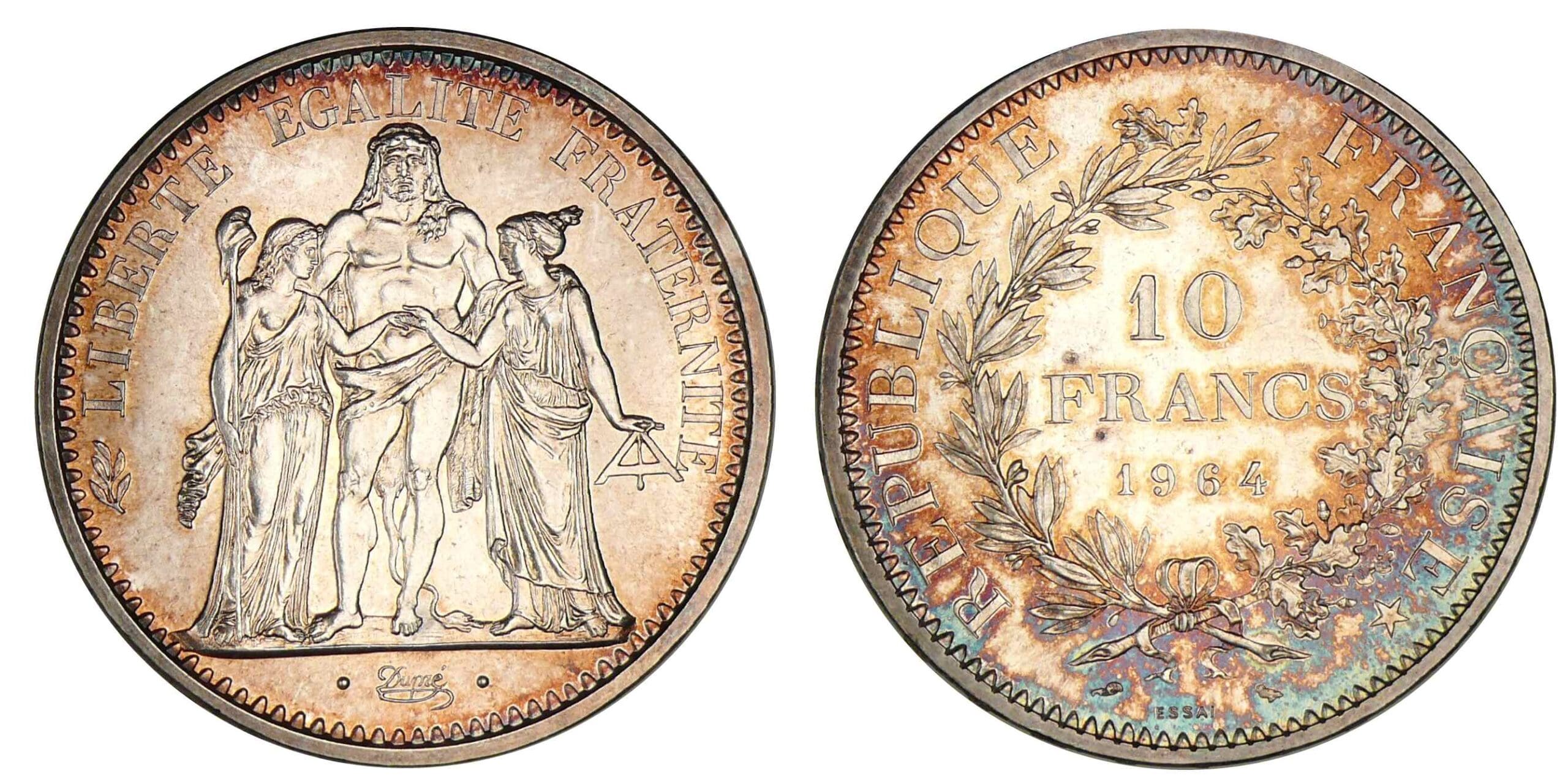 10 francs Hercule 1964 - Essai 10 francs Hercule 1964 - Essai