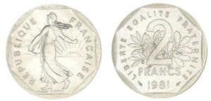 2 francs Semeuse 1981 - Piéfort en argent