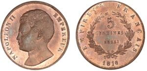 5 centimes Napoléon II 1816 - Essai 5 centimes Napoléon II 1816 - Essai