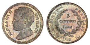 3 centimes Napoléon II 1816 - Essai piéfort 3 centimes Napoléon II 1816 - Essai piéfort