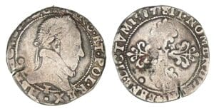 Henri III - Demi-franc au col plat 1587 T (Nantes)