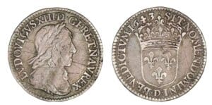 Louis XIII - Douzième d'écu- 2ème poinçon 1643 D (Lyon) Louis XIII - Douzième d'écu- 2ème poinçon 1643 D (Lyon)