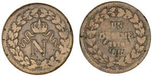 Un décime Blocus de Strasbourg 1814 BB (Strasbourg) petite date et frappe incuse Un décime Blocus de Strasbourg 1814 BB (Strasbourg) petite date et frappe incuse