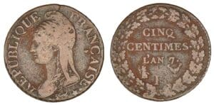 5 centimes Dupré grand module An 7 K (Bordeaux)
